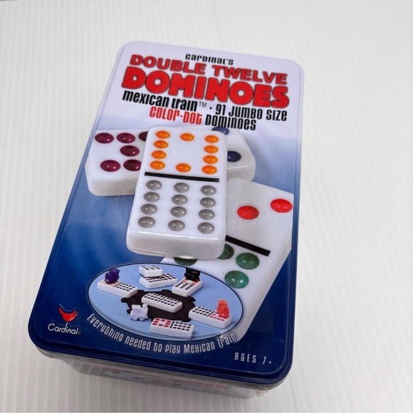 Classic Games Double Twelve Color Dot Dominoes Mexican train,91 Jumbo Size, - Picture 1 of 11